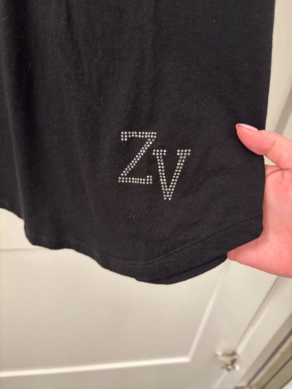 Zadig & Voltaire Woop ZV Strass T-Shirt Black - Picture 2 of 6